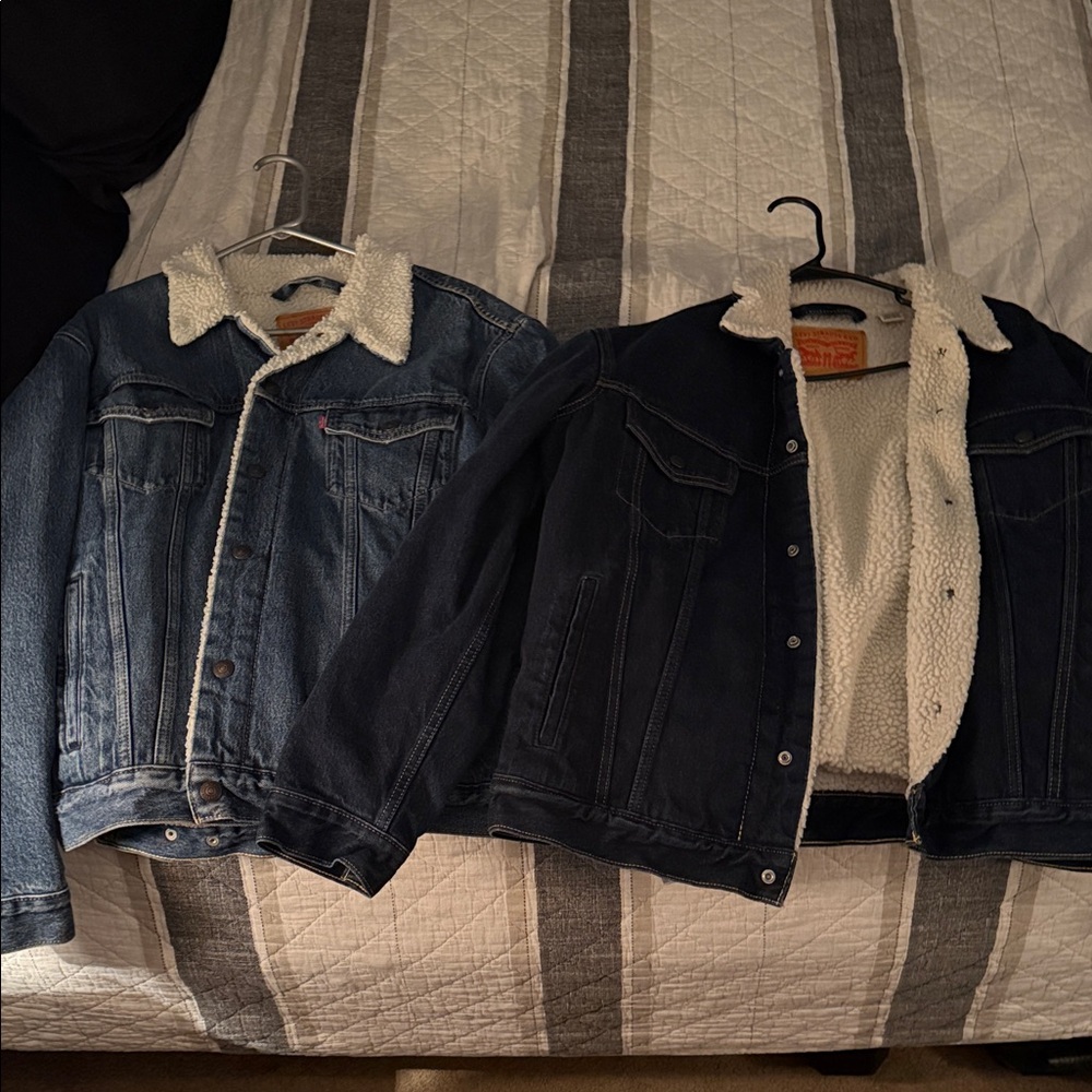 Men's Denim Sherpa Jacket - Dark Blue